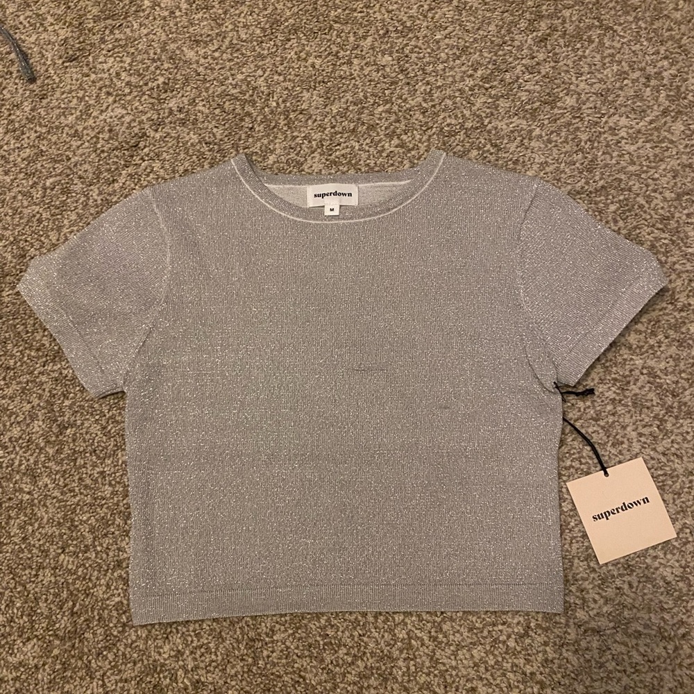 Superdown Sparkly Crop Top